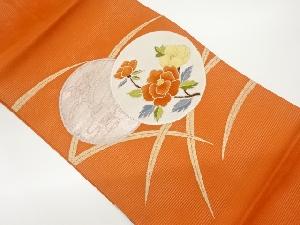 絽綴れ丸文に花葉模様織出し名古屋帯